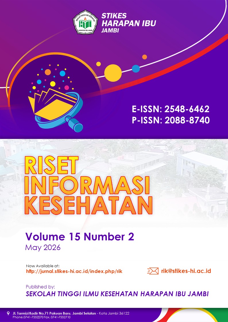 					View Vol. 15 No. 2 (2026): Riset Informasi Kesehatan
				